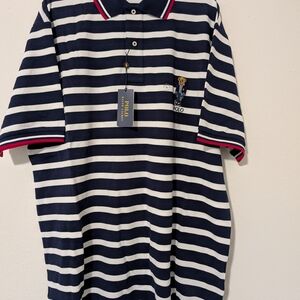 Ralph Lauren Navy and White Striped Polo Shirt